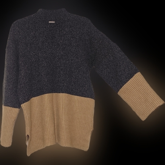 Michael Kors Neutral Color Block Wool High Low Sweater LG Large - Picture 2 of 7